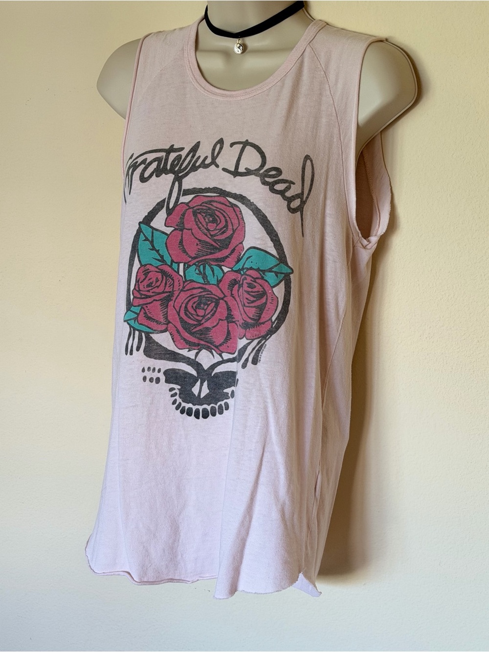Small Junk Food Grateful Dead Light Pink Rose Graphic Tank Top - Picture 3 of 14